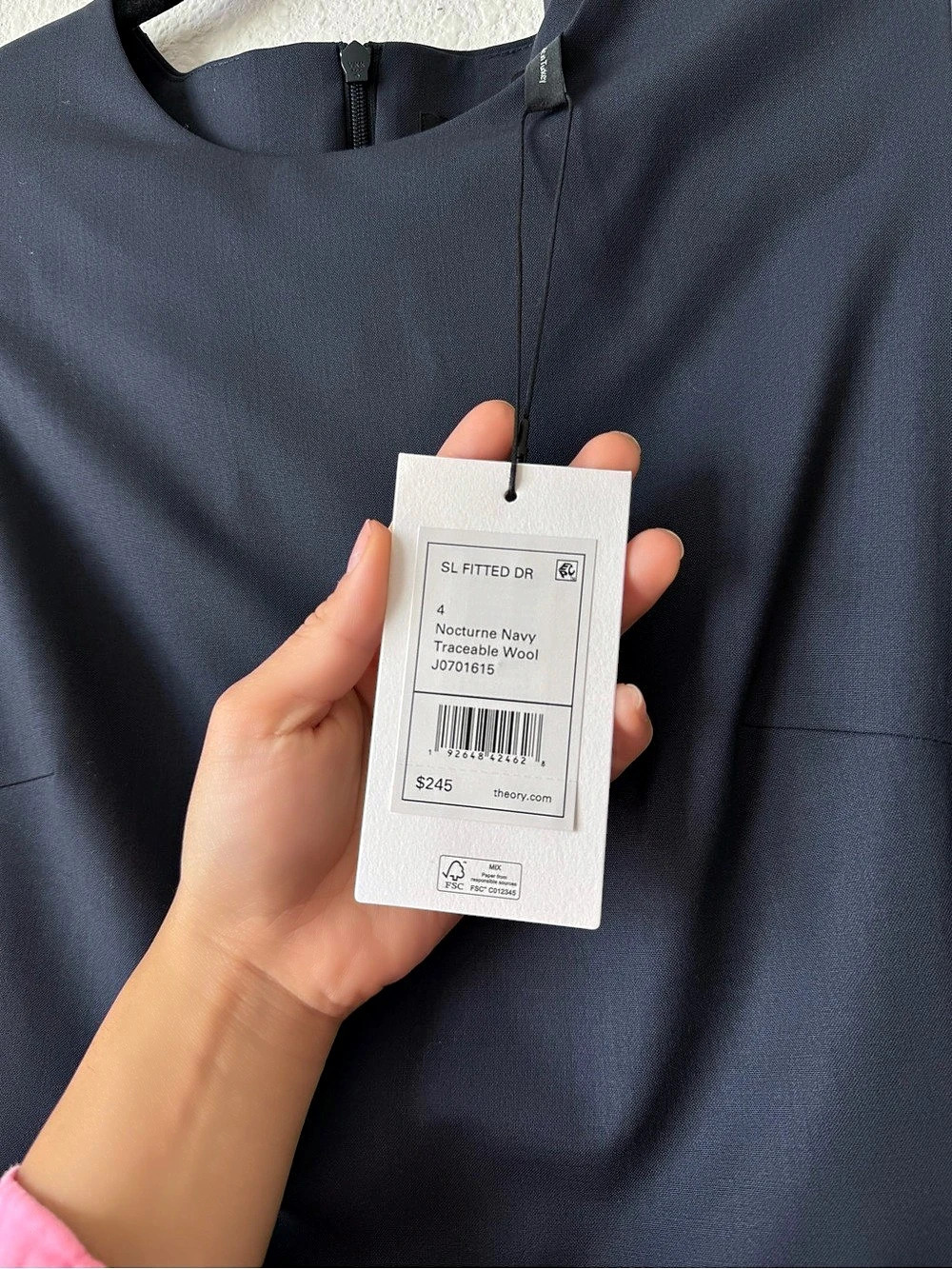 NWT Theory Sleeveless Fitted Dress in Good Wool Blue Size 4 - Picture 7 of 7